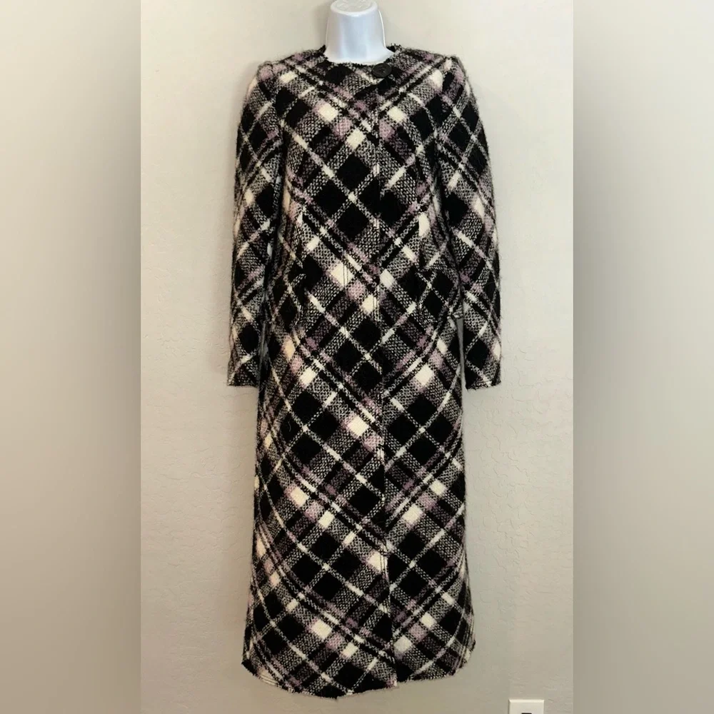 Kate Spade New York Plaid Print Boucle‎ Trench AS SEEN ON Cecilia Vega GMA 00